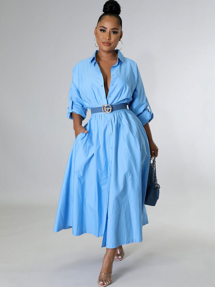 flowersverse Long Sleeve Solid Color Bodycon Maxi Dresses