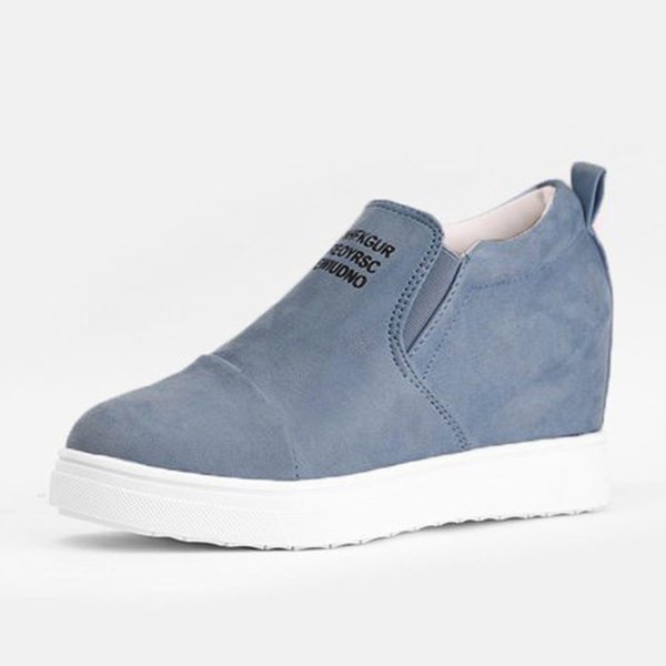 flowersverse Women Faux Suede Wedge heel Sneakers Slip on Breathable Shoes