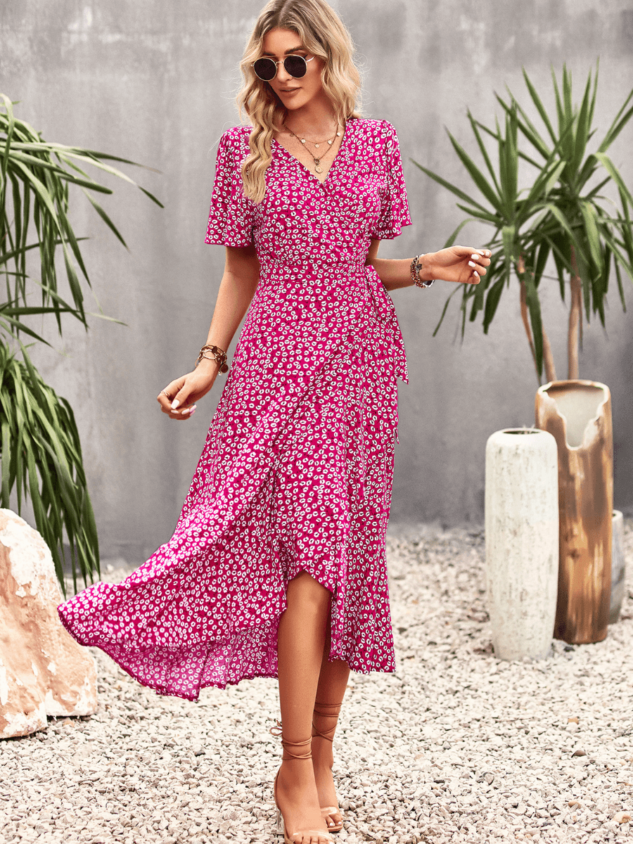 flowersverse SWEETEST THING FLORAL SLIP MAXI DRESS - RED