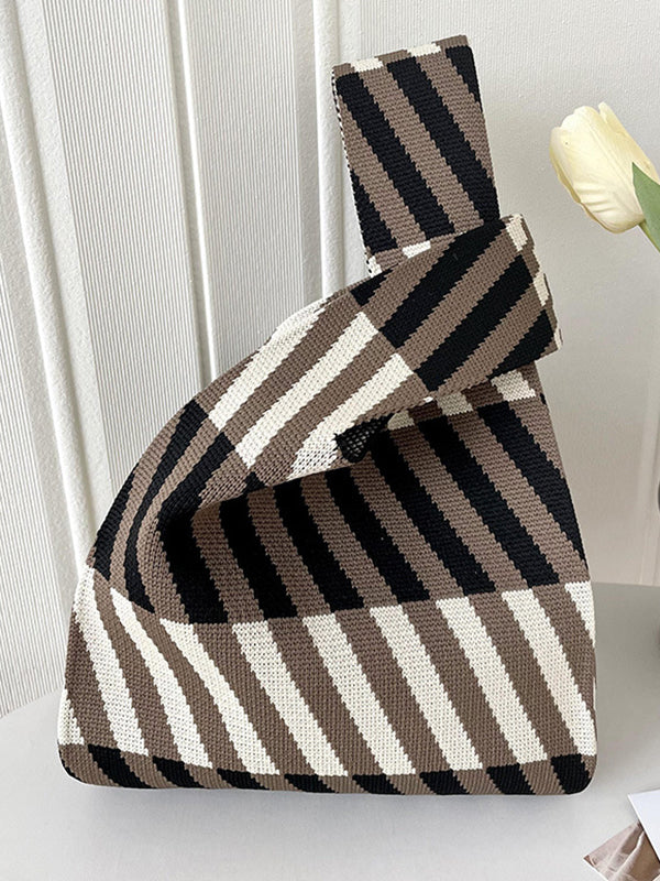 flowersverse Striped Woven Handbag Bags Accessories