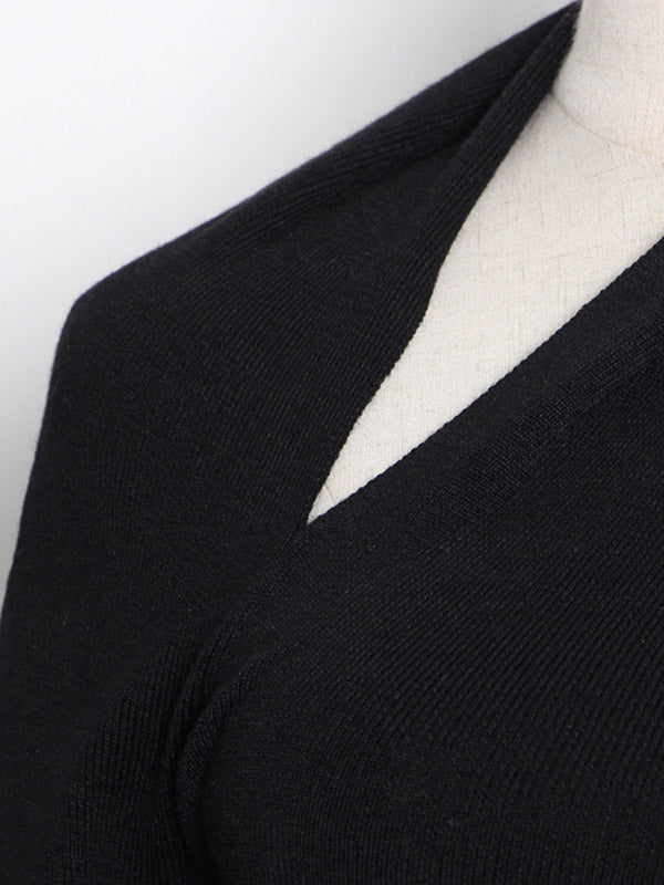 flowersverse Casual Cropped One-Shoulder Kniting Sweater