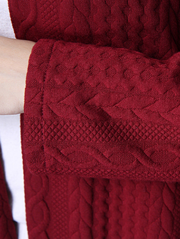 flowersverse Red&Black Knitting Loose Cardigan Outerwear