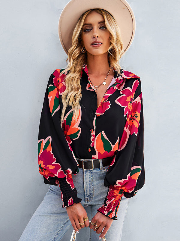 flowersverse Casual Loose Floral Blouses&Shirts Tops