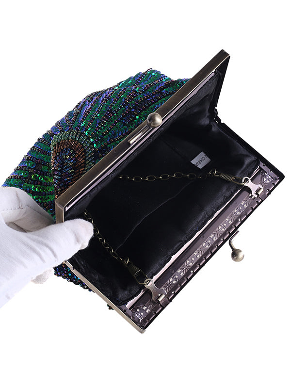 flowersverse 4 Colors Urban Geometric Sequined Makeup Bag Handbag