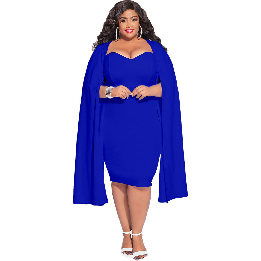 flowersverse Plus Size Women's Zhigong Fashion Temperament Hip Skirt Dress