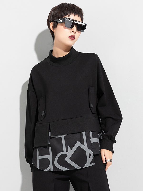 flowersverse Original Split-Joint False Two Sweatshirt Tops