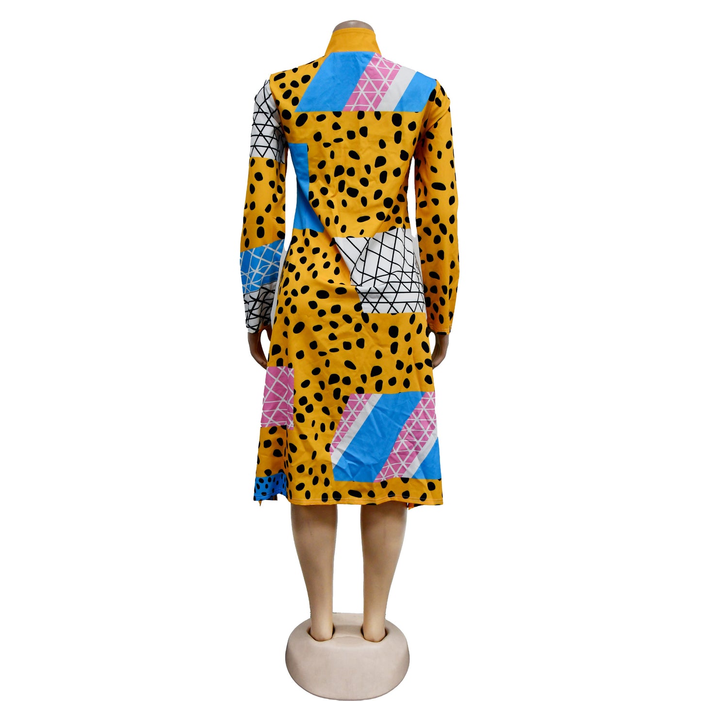 flowersverse Fashion Ladies Printed Long Sleeve Button Up Maxi Dress