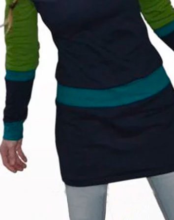 flowersverse Long Sleeve Hoodie Color-Block Knitting Dress