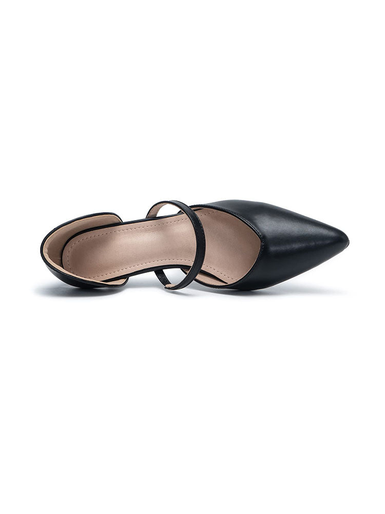 flowersverse Leather Pointed Toe Low Heels
