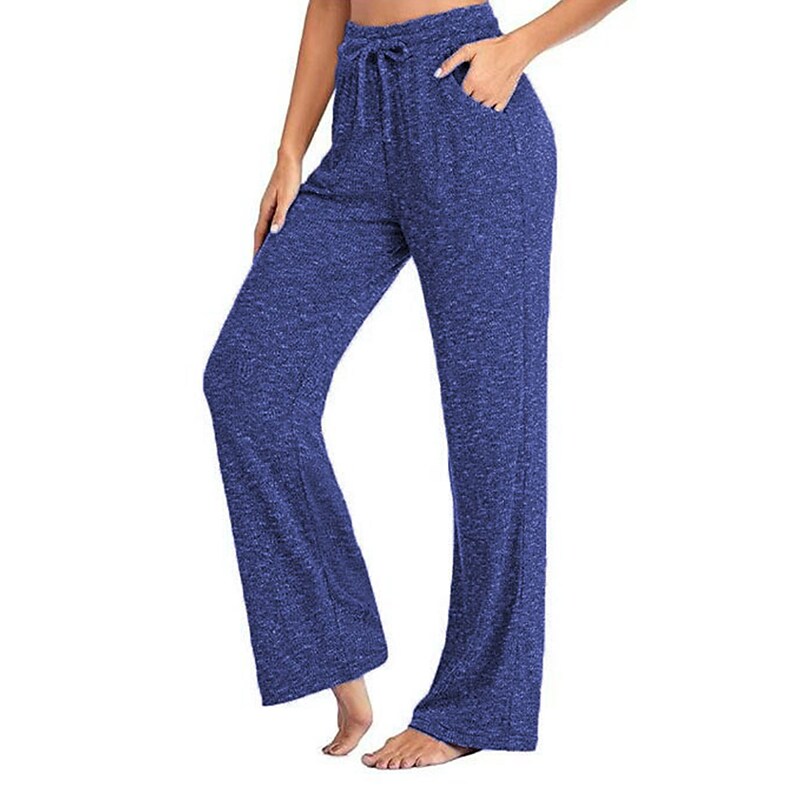 flowersverse Women's Plus Size Loungewear Pants Pure Color Simple Casual Comfort Home Daily Vacation Polyester Breathable Pant Pocket Elastic Waist Summer Spring Black Red