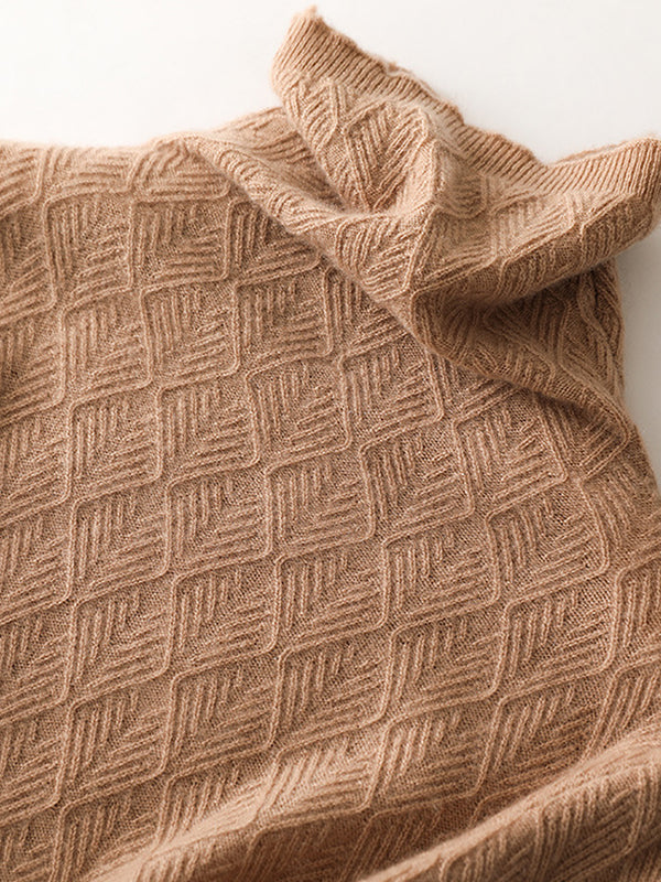 flowersverse Solid Color Long Sleeves High-Neck Sweater Tops