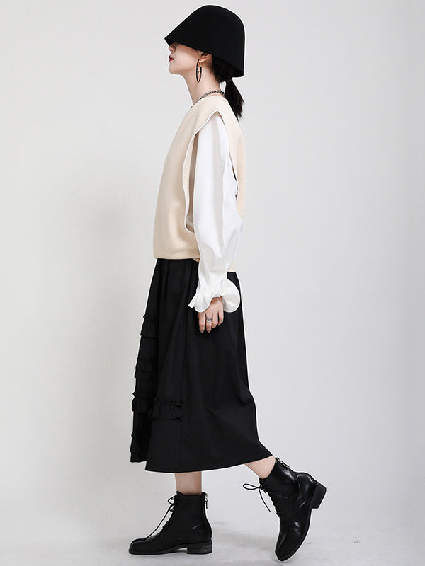 flowersverse Urban Black&Apricot Knitting Vest
