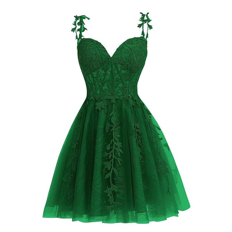 flowersverse short graduation party Slim Fit self-cultivation lace dress female