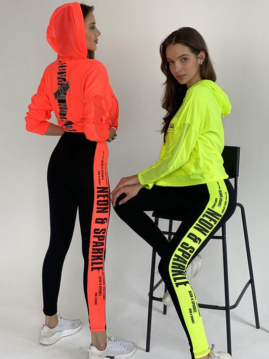 flowersverse Iridescent Patchwork Mesh Hoodies&Leggings Suits