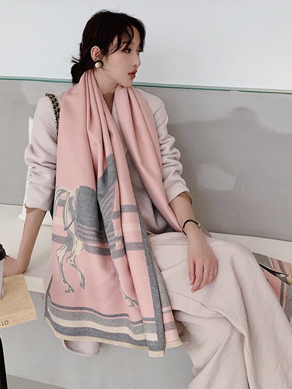 flowersverse Personality Warm Cartoon Print Shawl&Scarf