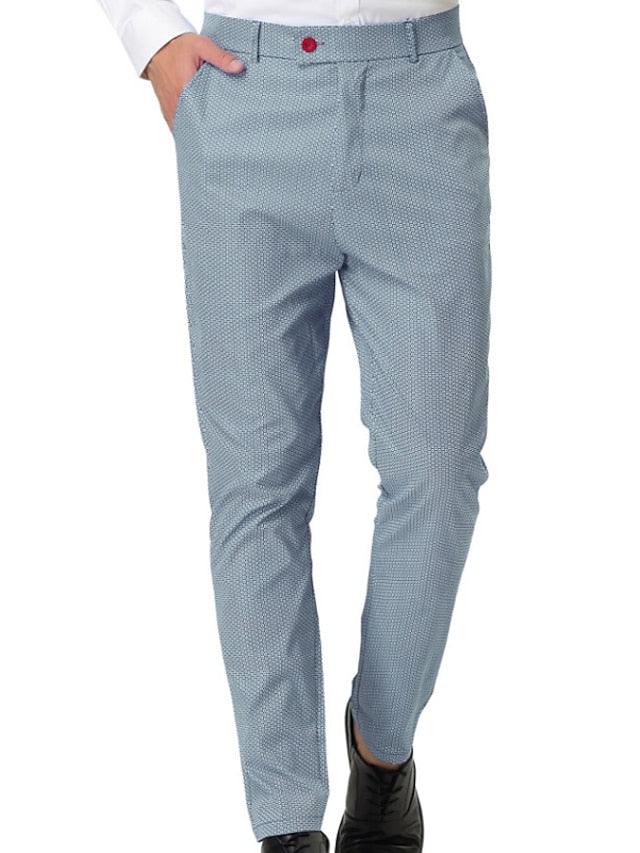 flowersverse Men's Dress Pants Trousers Chinos Pocket Straight Leg Print Polka Dot Comfort Outdoor Daily Going out 100% Cotton Streetwear Stylish Black Blue Micro-elastic