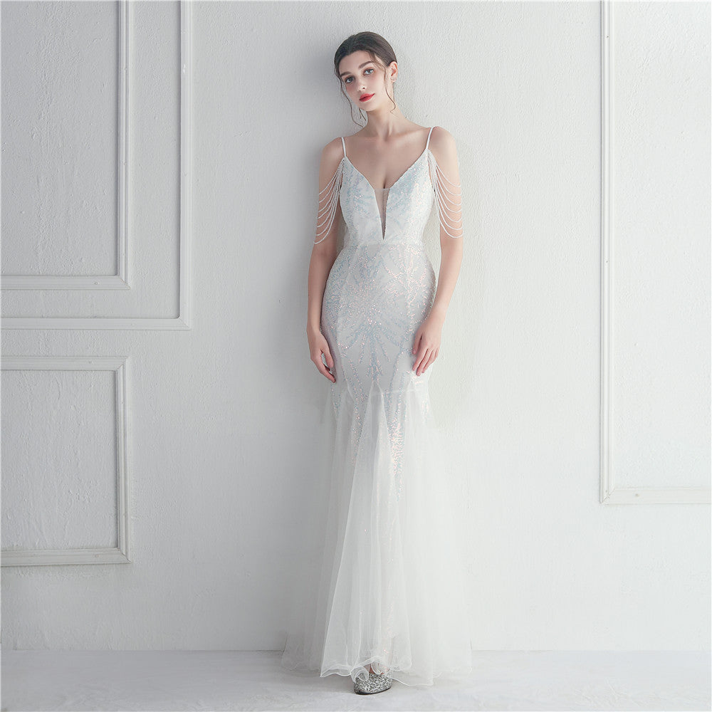 flowersverse Plus Size Women Sequined Formal Party Maxi Evening Dress