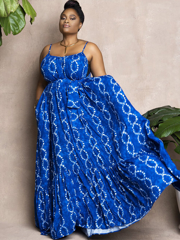 flowersverse Spaghetti Strap Backless Floral Print Maxi Dresses