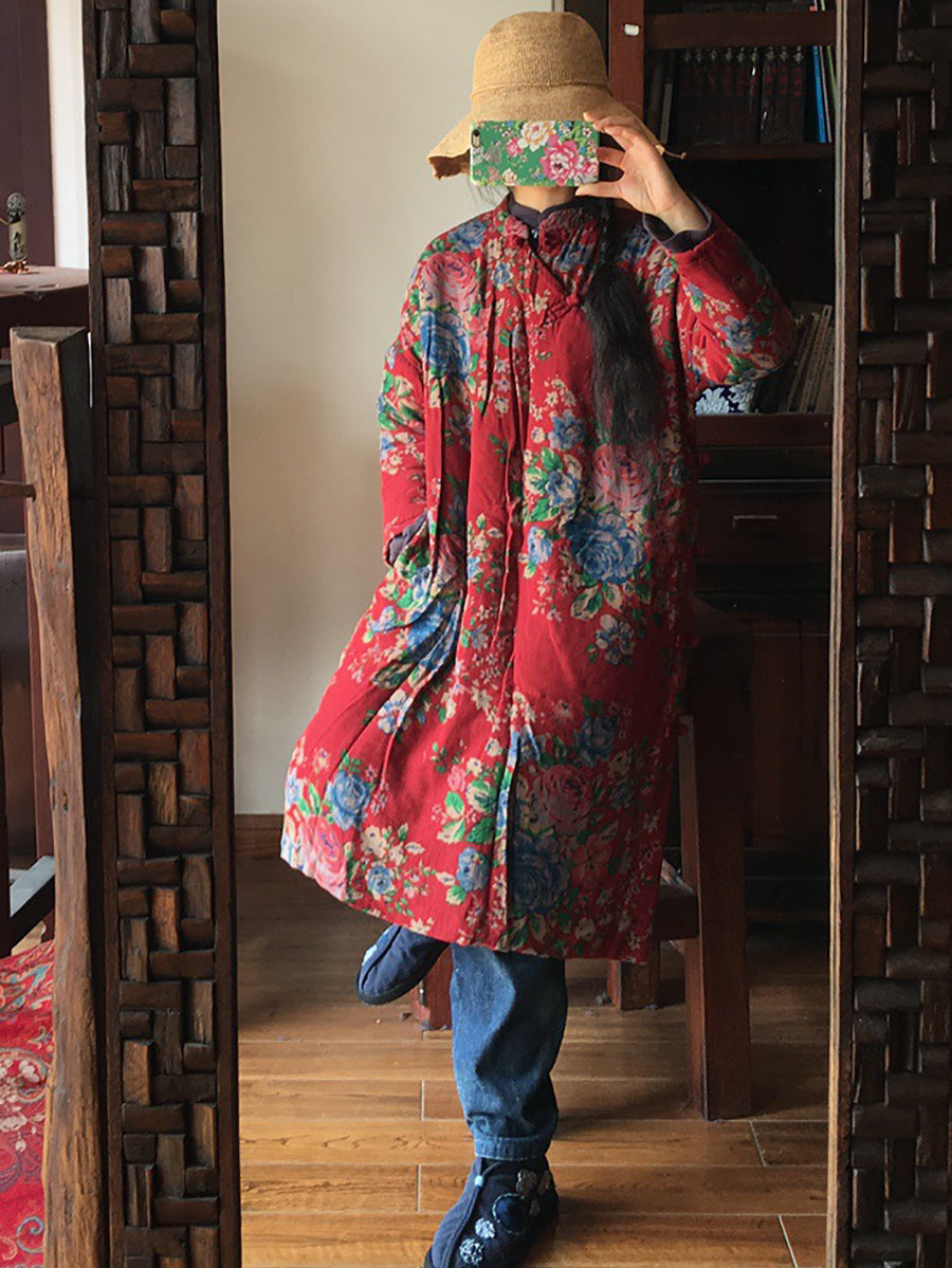 flowersverse Women Ethnic Flower Slant-Closure Dress
