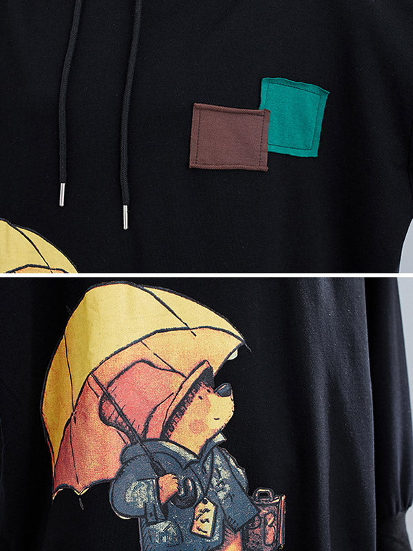 flowersverse Original Cartoon Printed Drawstring Hoodies