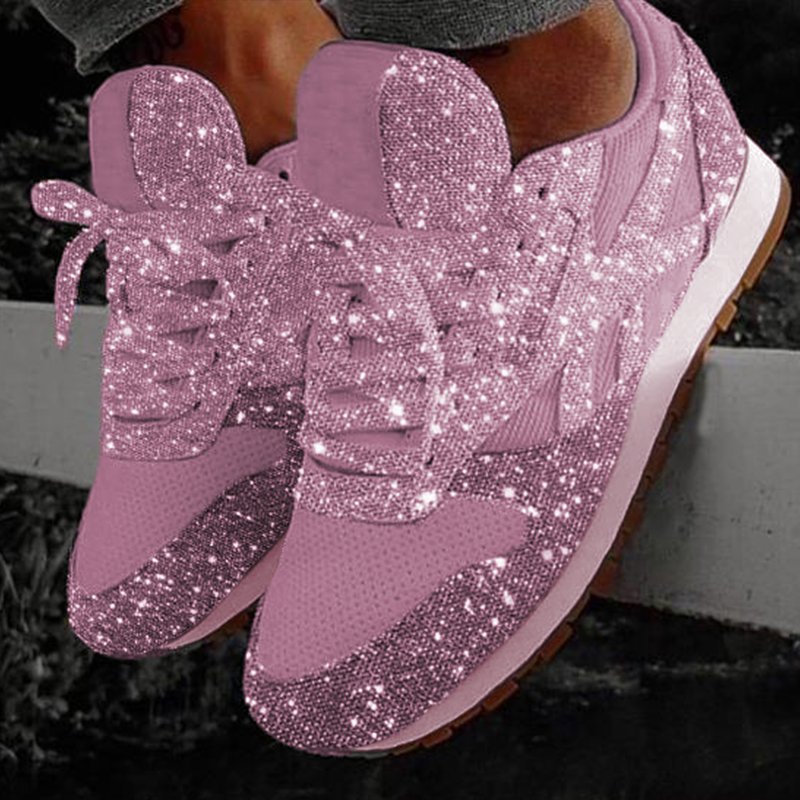 flowersverse Women Muffin Rhinestone New Crystal Platform Sneakers