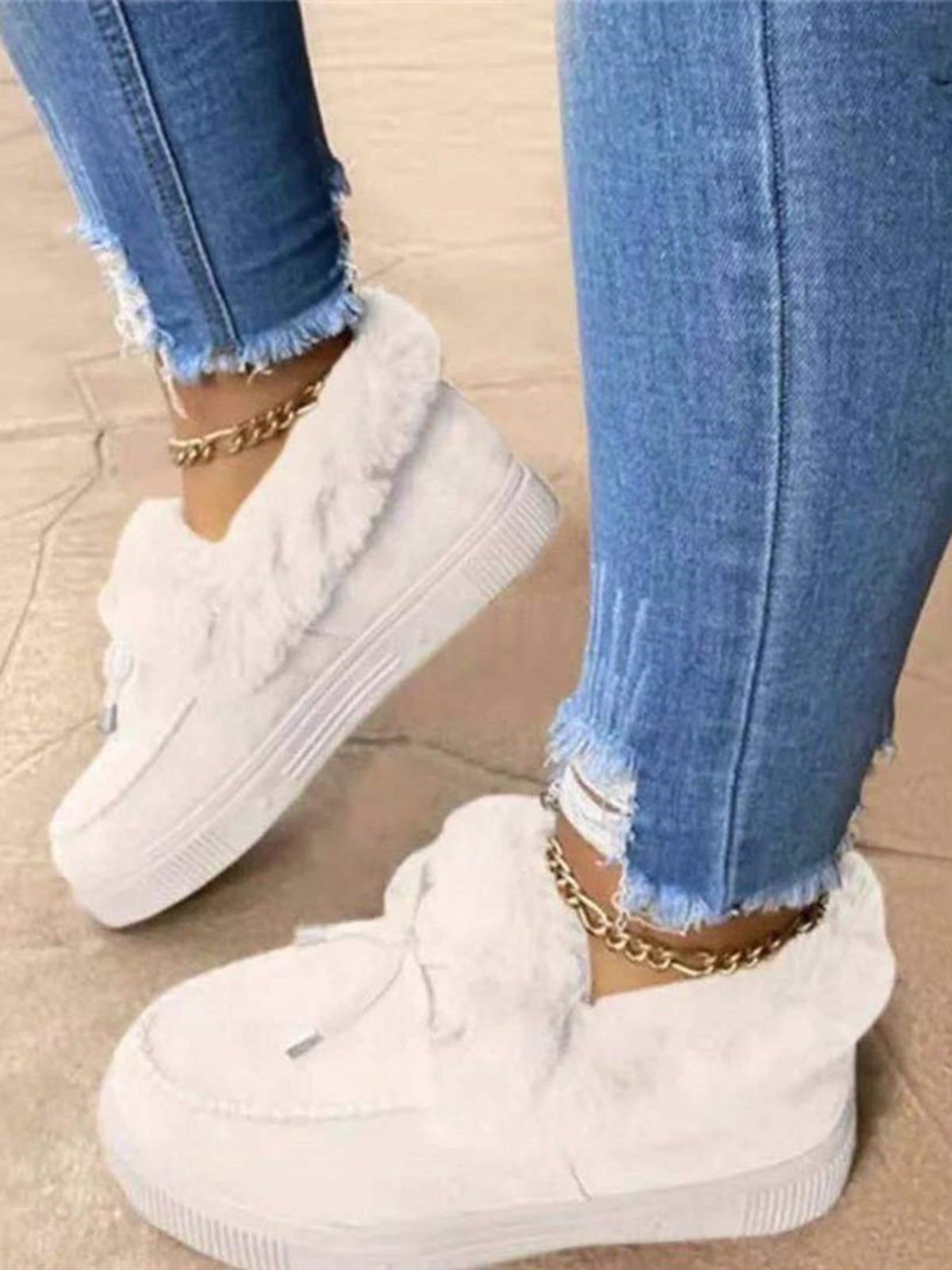 flowersverse Winter Warm Daily Flat Heel Closed Toe Boots