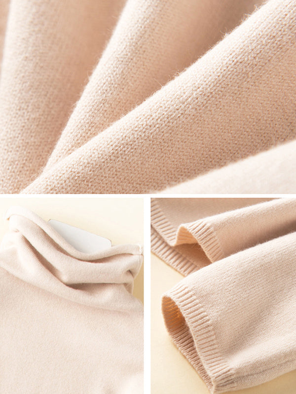 flowersverse Casual Skinny Long Sleeves Solid Color Heaps Collar Sweater Tops Pullovers
