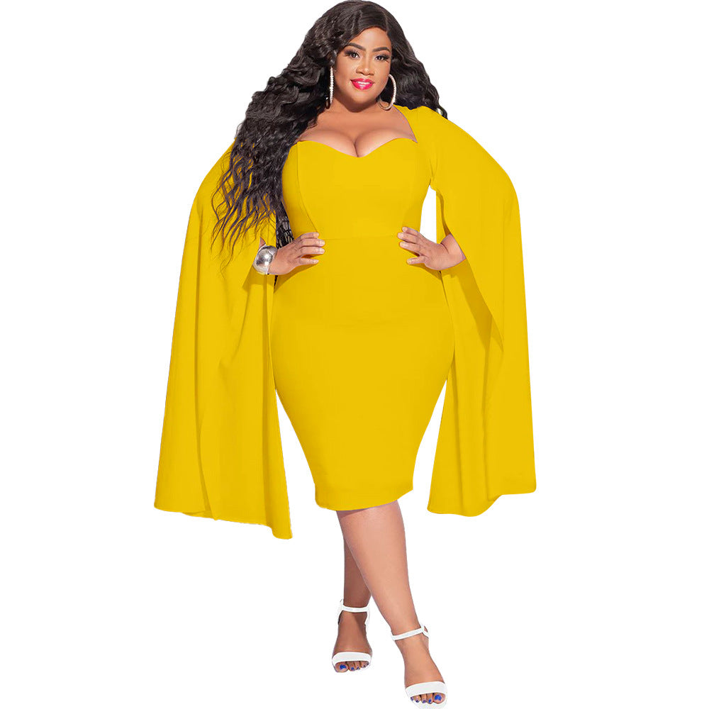 flowersverse Plus Size Women's Zhigong Fashion Temperament Hip Skirt Dress