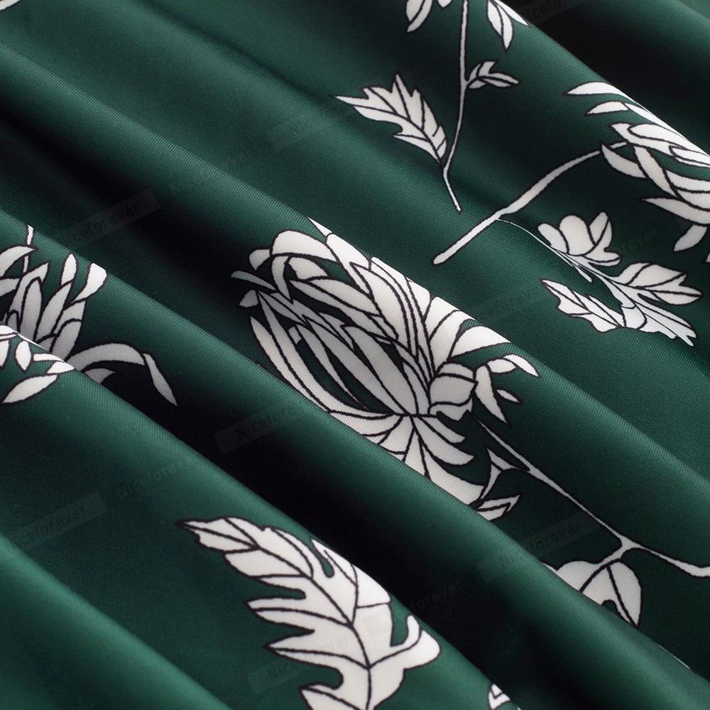 flowersverse Women Vintage Elegant Floral Print Pleated Round Neck A-Line Pinup Party Dress Black Dresses