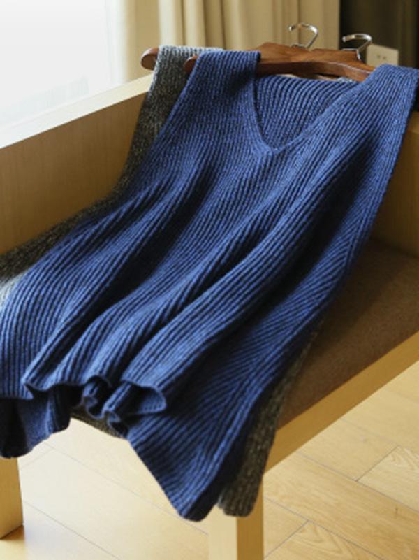flowersverse Casual V-Neck Knitting Vest