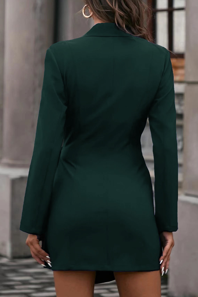 flowersverse Casual Solid Patchwork Turndown Collar Shirt Dress Dresses(11 Colors)