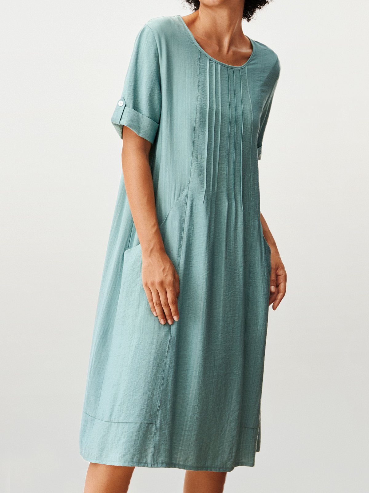 flowersverse New Women Fashion Plus Size Holiday Beach Vintage Short Sleeve Casual Knitting Dress