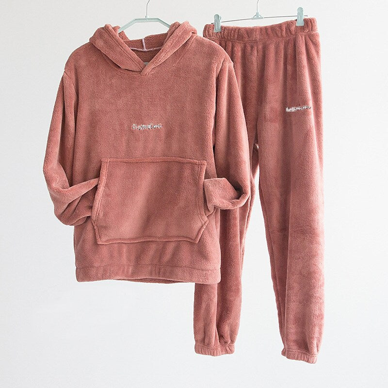 flowersverse Women's Sweatshirt Tracksuit Pants Sets Pajamas Basic Black Blue Casual Daily Solid Color Hooded One-Size Plus Size