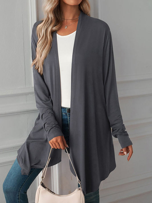 flowersverse Solid Color Long Sleeves Loose Statement Collar Outerwear