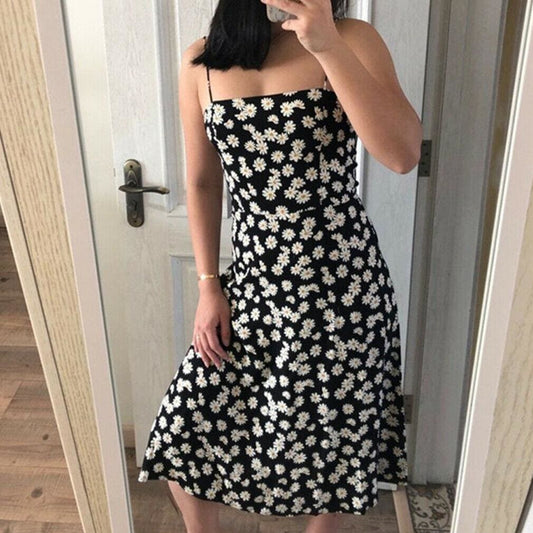 flowersverse Floral Short Mini Dress Ladies Casual Sleeveless Sundress