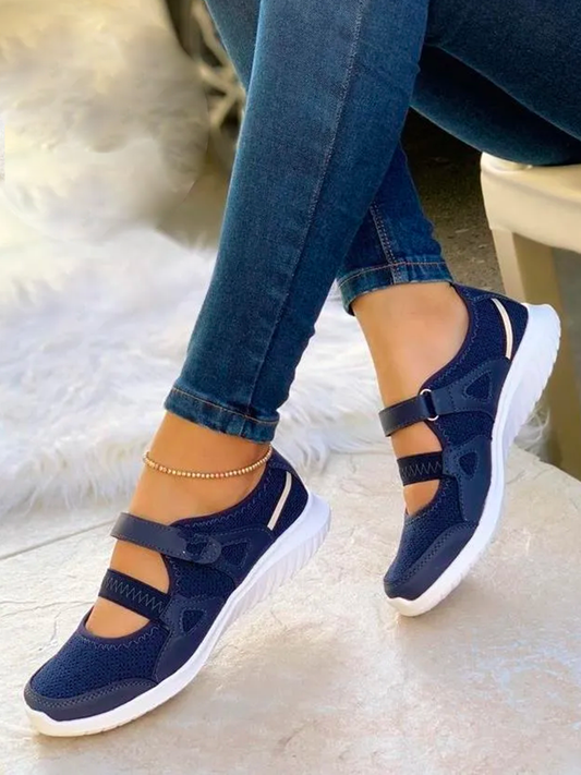 flowersverse Mesh Panel Velcro Portable Walking Sneakers