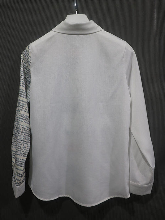 flowersverse Stylish Asymmetric Printed Lapel Long Sleeves Blouse Tops