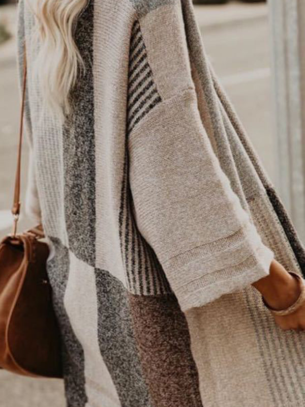 flowersverse Vintage Loose Striped Tasseled Cardigan Tops