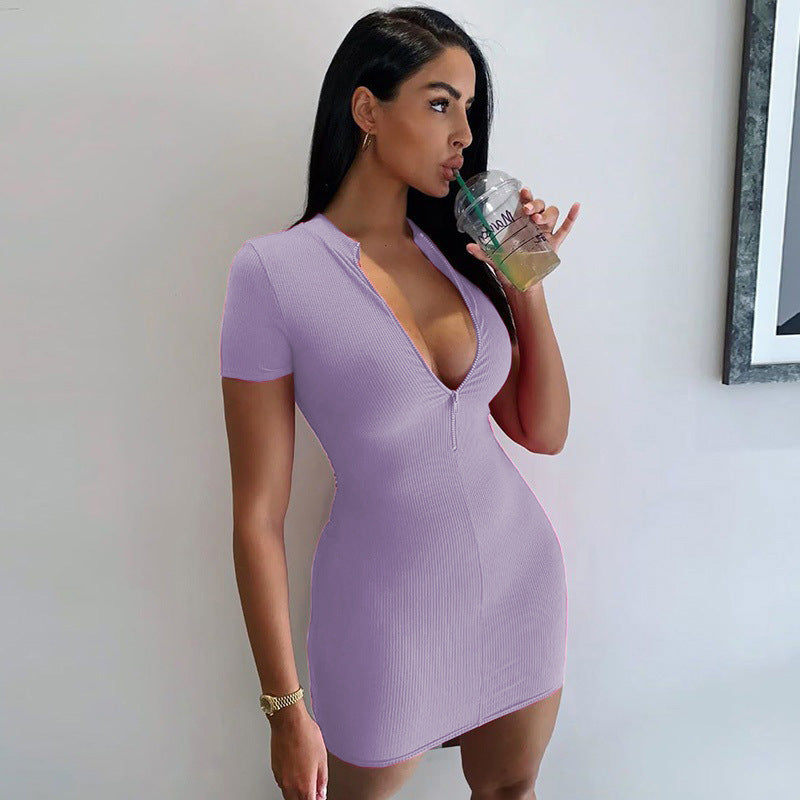 flowersverse Women Turtleneck Short Sleeve Dress