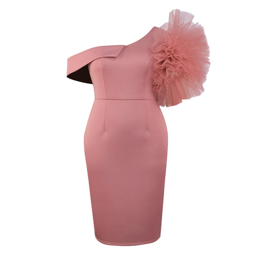 flowersverse One Shoulder Mesh Women's Formal Party Dresses