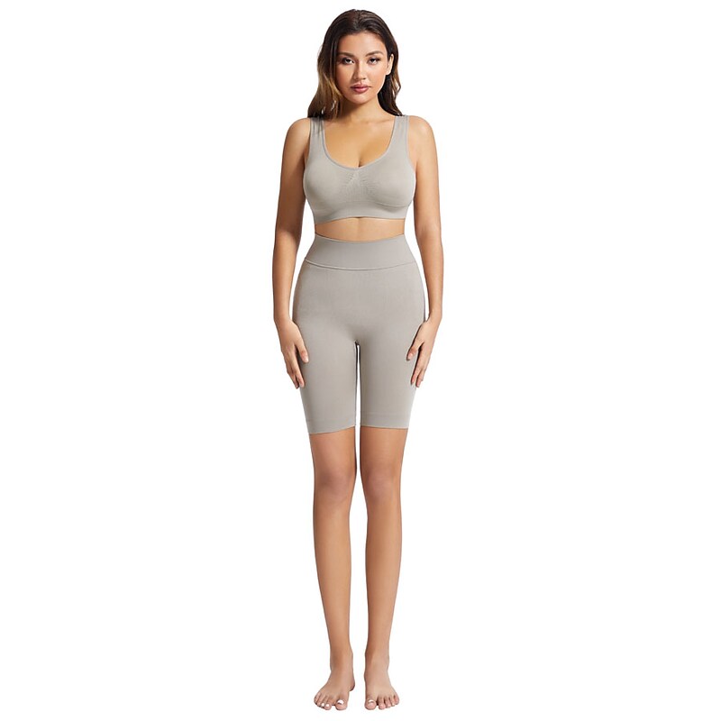 flowersverse Women's Sports Bra with Shorts Workout Sets Winter 2 Piece Basic Clothing Suit Black Blush Spandex Yoga Fitness Golf Comfort Breathable Weight Loss Plus Size Sleeveless Sport Activewear Stretchy Slim