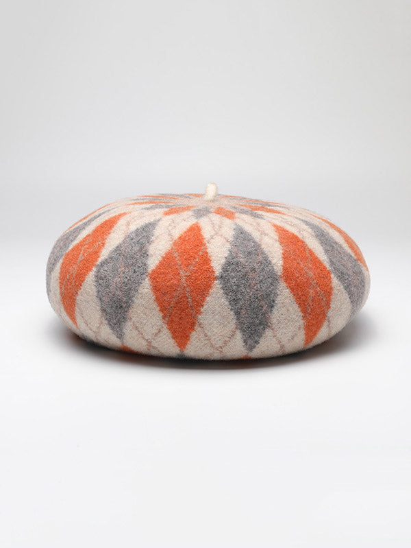 flowersverse Vintage Wool Contrast Color Beret Hat