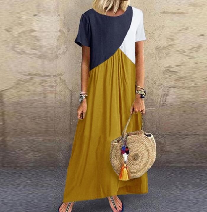 flowersverse Women Sundress Summer Long Dress Patchwork Loose Party Maxi Dresses