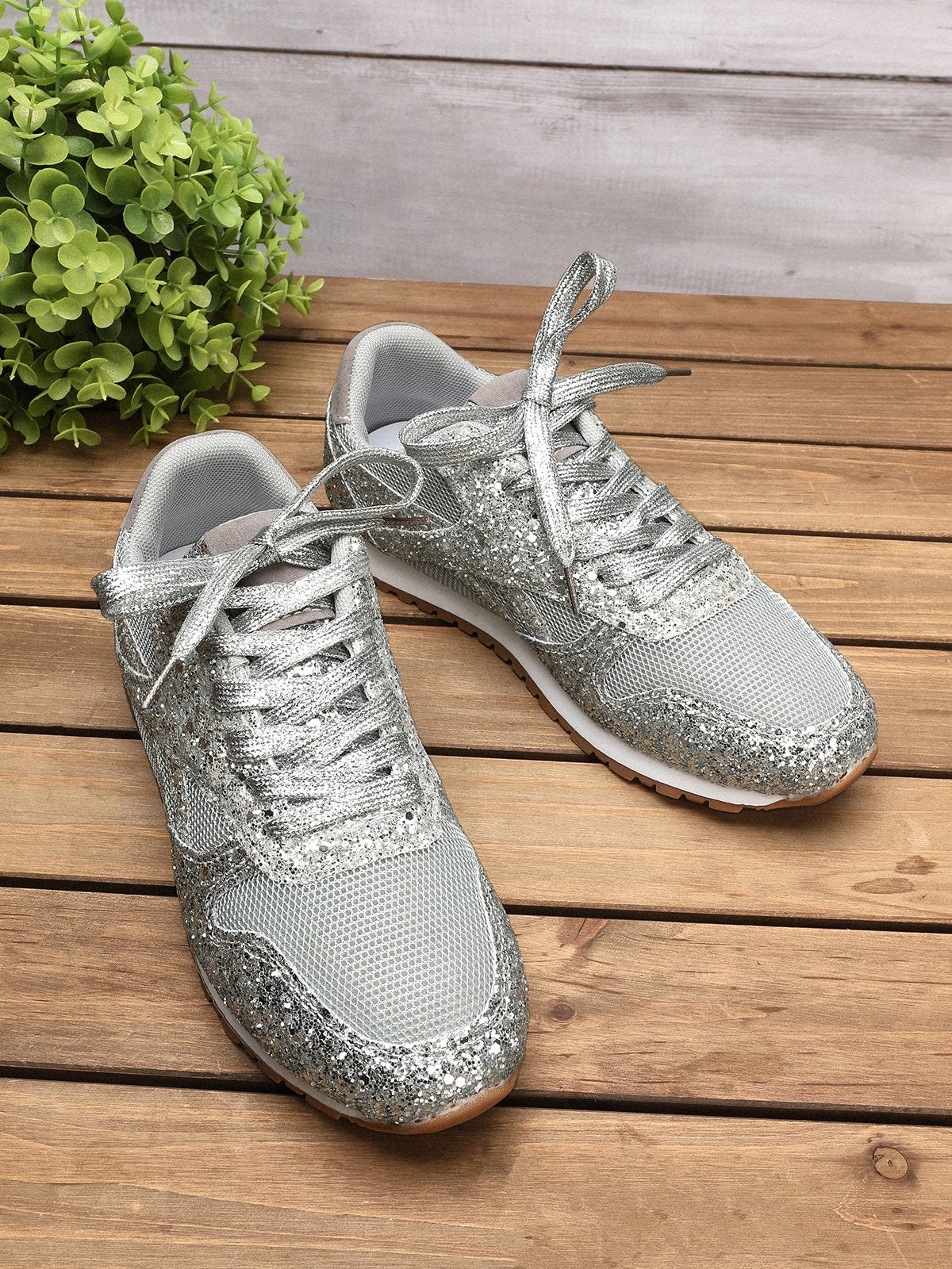 flowersverse Women Muffin Rhinestone New Crystal Platform Sneakers