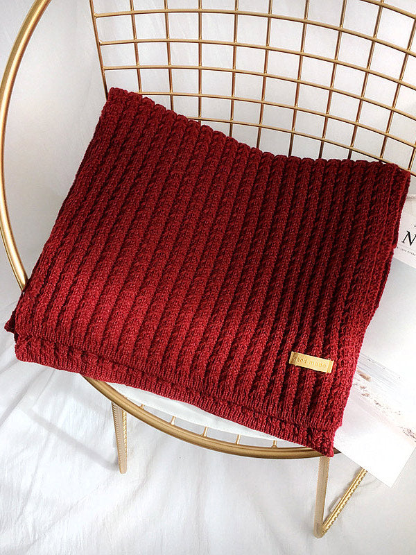 flowersverse Stylish Solid Color Simple Warm Knitted Scarf