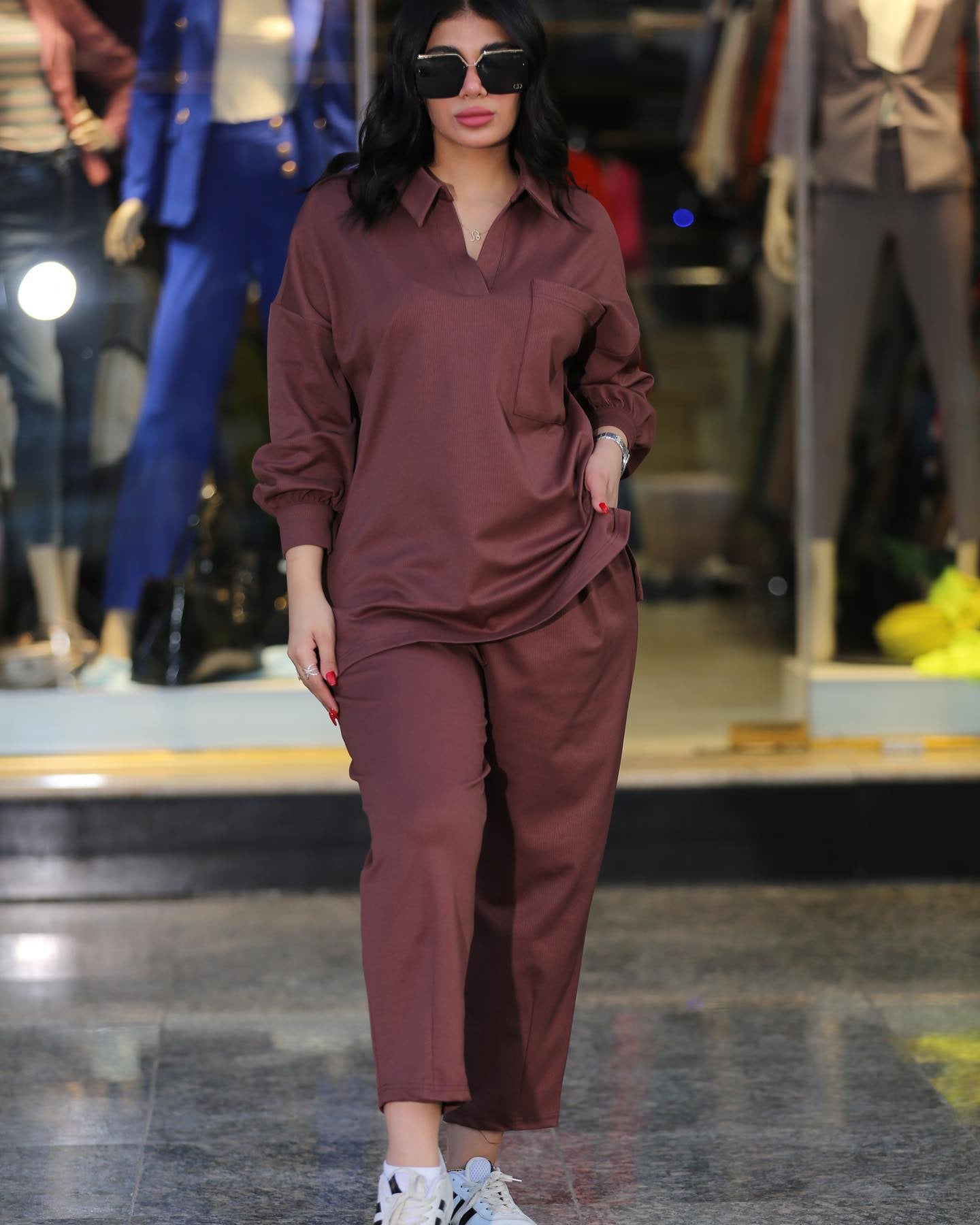 flowersverse Women's Plus Size Casual Fall Turndown Collar Long Sleeve Shirt High Waist Side Pocket Casual Pants Set
