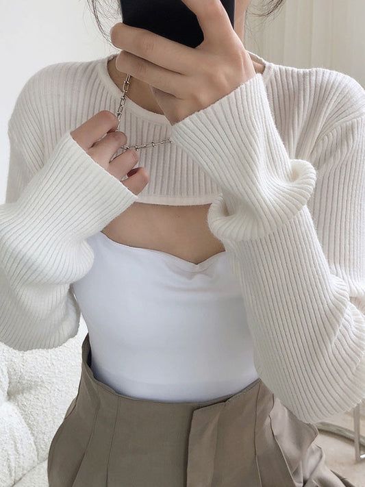 flowersverse Original Solid Knitwear Short Tops