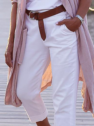 flowersverse Plain Casual Cropped Dress Pants