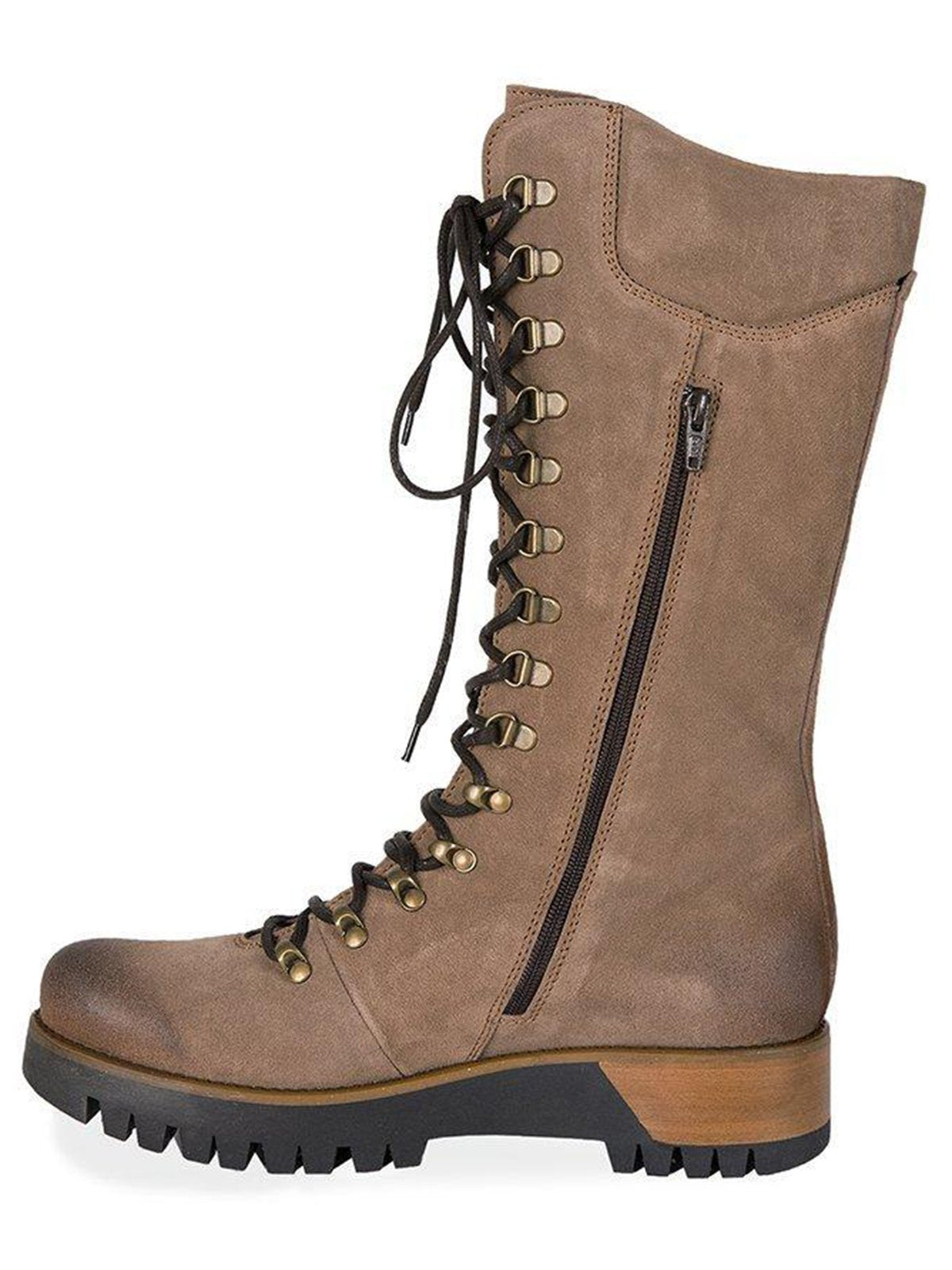 flowersverse Retro Suede Zipper Martin Combat Boots