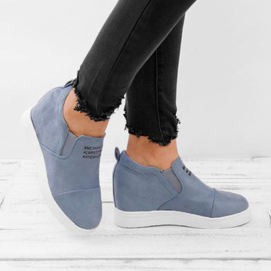 flowersverse Women Faux Suede Wedge heel Sneakers Slip on Breathable Shoes